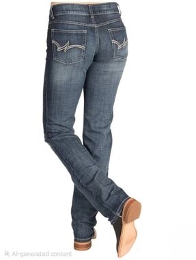Wrangler Straight Leg Jean Women 3x32 Western Denim Low Rise Embroidered Cowgirl